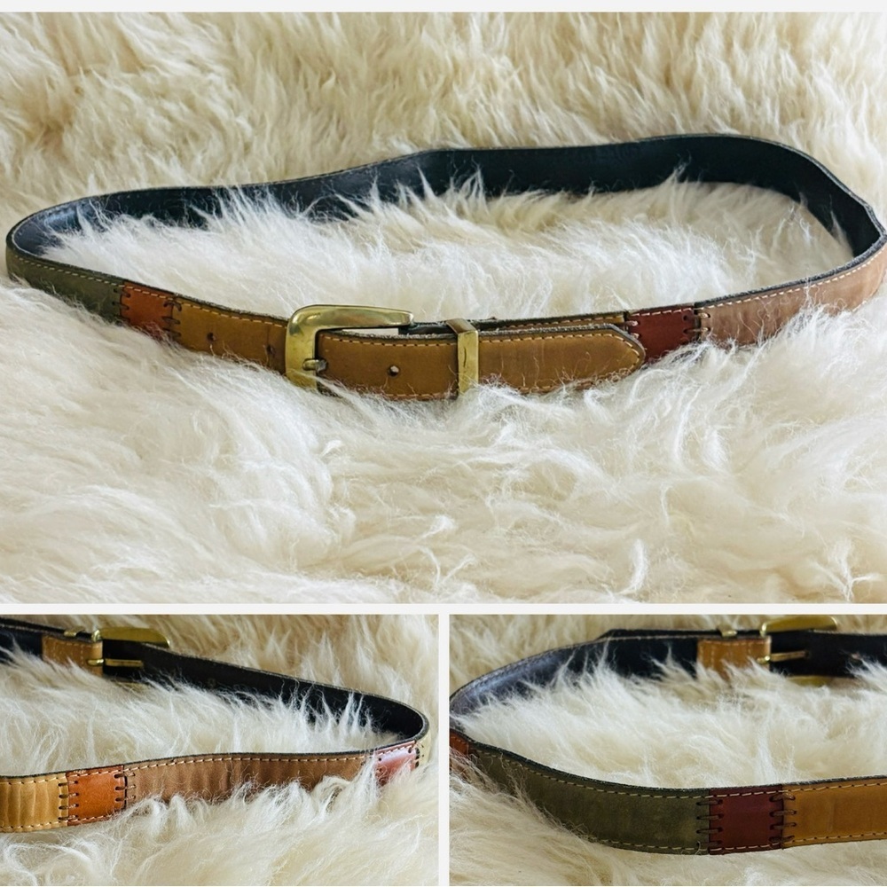 Multicolor Patchwork Leather Belt - image 1